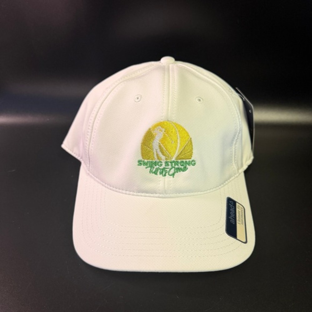Ahead Swing Strong Till It's Gone White Polyester Performance Golf Hat Mens OSFA
